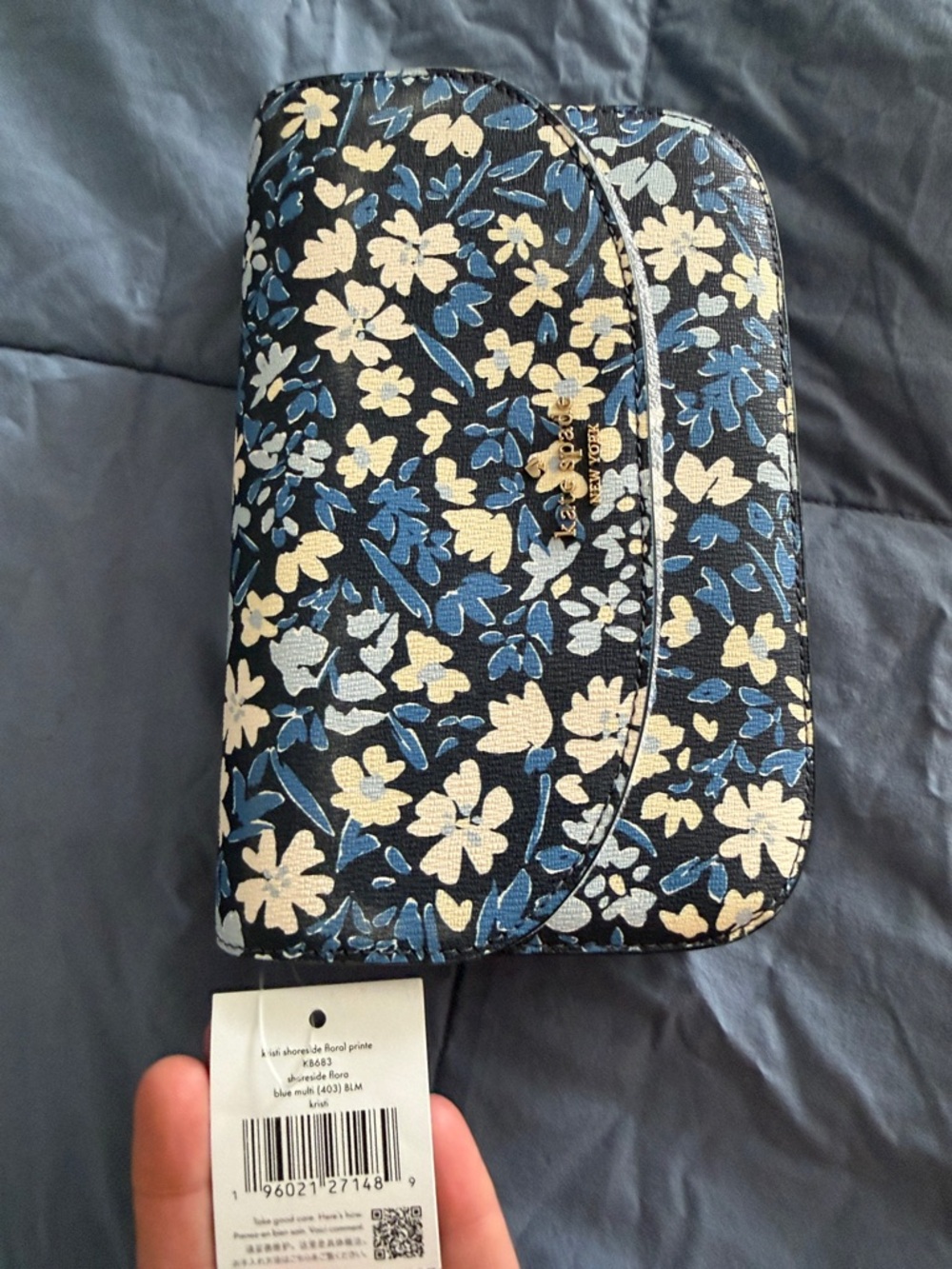 kate spade Navy Floral Crossbody Wallet with Cream Accents - Picture 3 of 6